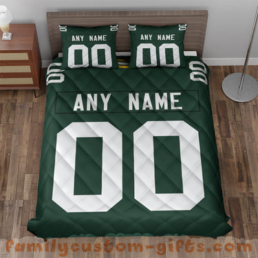 Custom Quilt Sets Green Bay Jersey Personalized Football Premium Quilt Bedding for Men Women